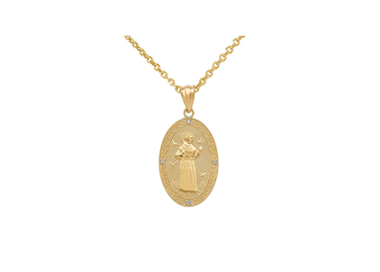 CZ Studded Saint Francis of Assisi Pendant